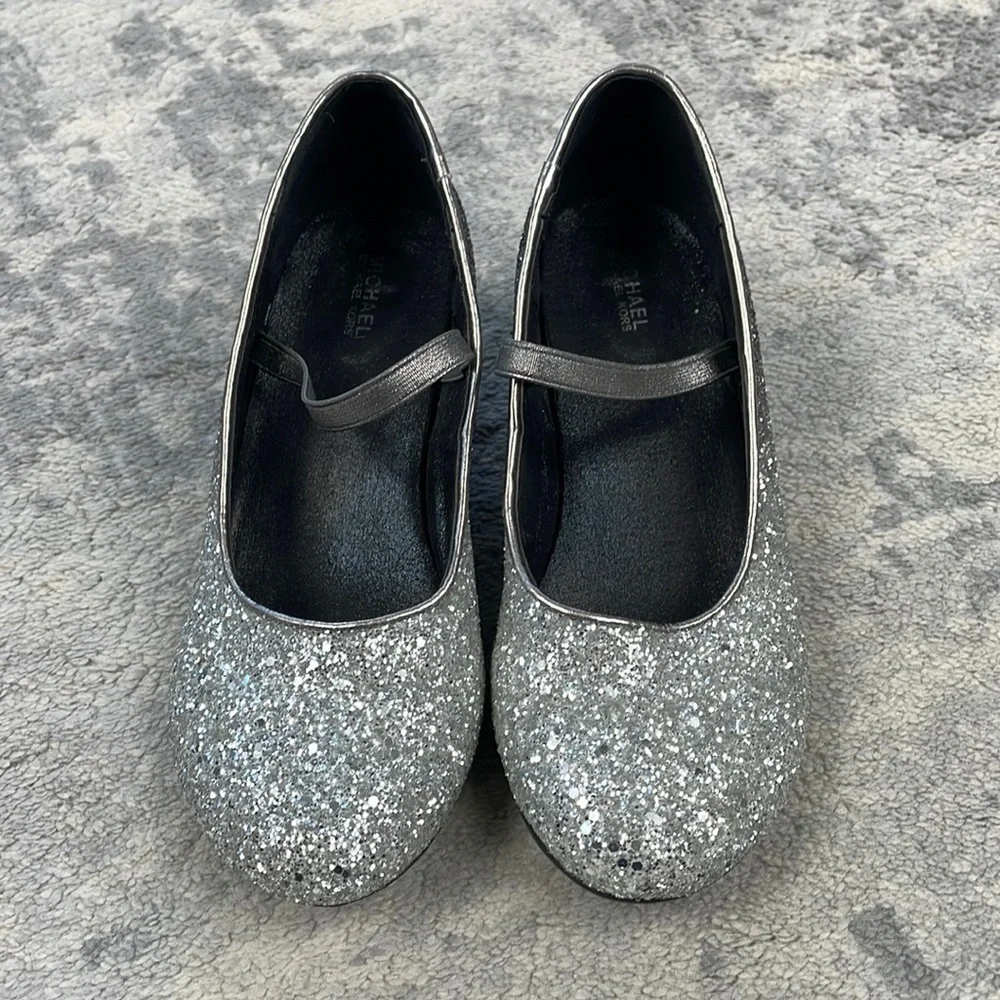 MICHAEL Michael Kors Gemini Dax Glitter Mary Jane Kitten Heel Pumps Ombre Silver
